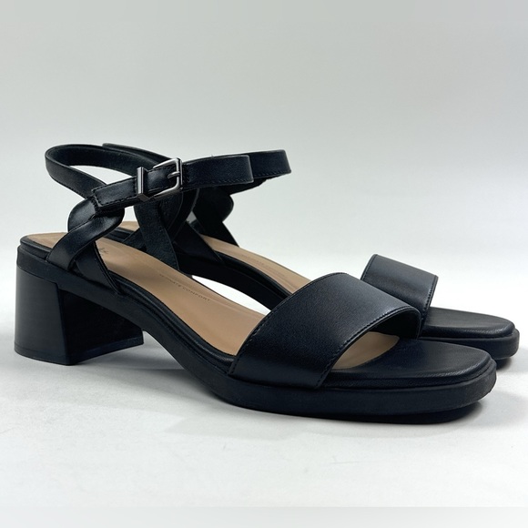 🔴SOLD🔴Clarks Jaylan Ray Black Leather Womens Block Heel Sandals 26181658 - Picture 2 of 9